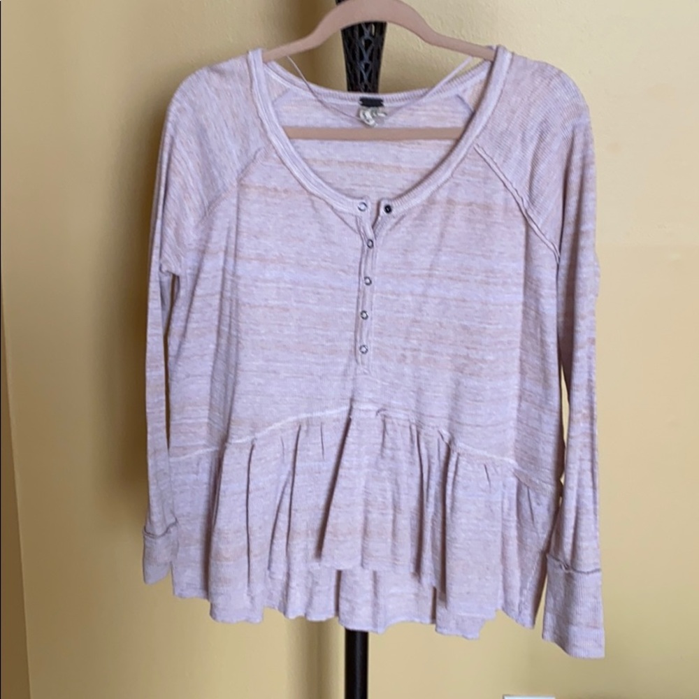 We The Free Ruffle Bottom Thermal Henley